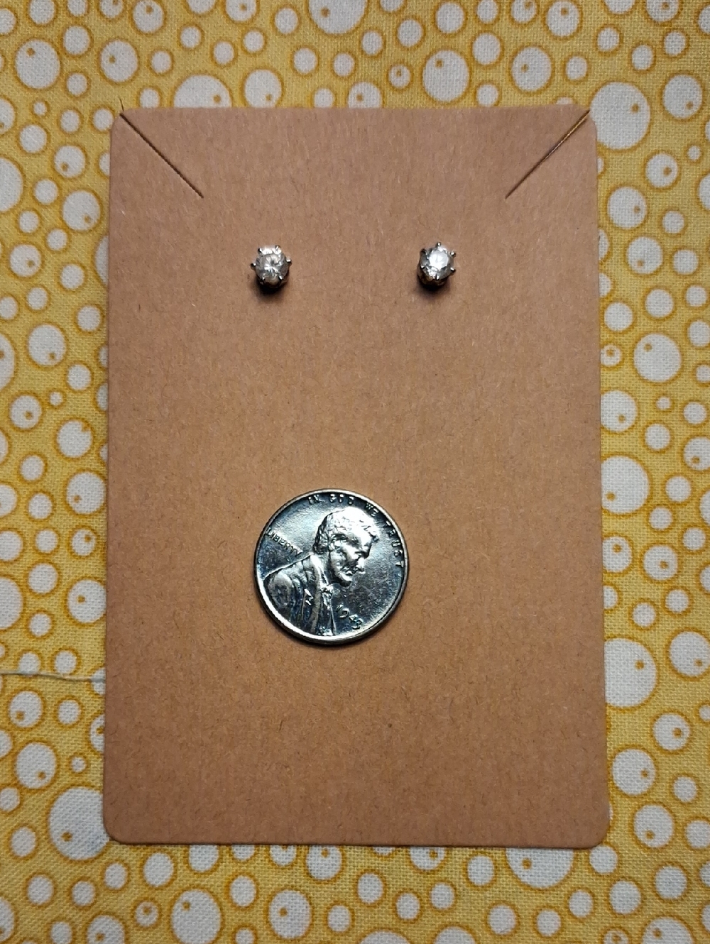 Round Clear Cubic Stud Earrings - Silver-Tone